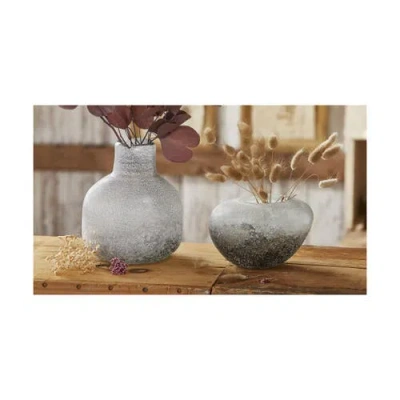 Tag Cobalt Blue Mist Art Glass Vase 7.5 In Gray