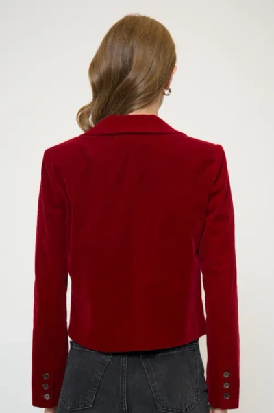 Central Park West Ember Velvet Boxy Blazer In Burgundy