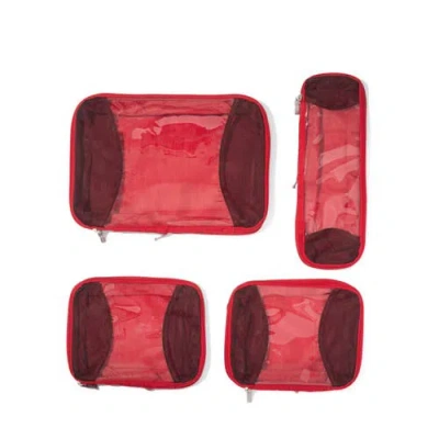 Baggallini Compression Packing Cube 4 Piece Set In Red