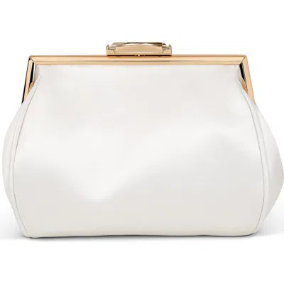 Jewel Badgley Mischka Sky Framed Clutch With Crystal Clasp In White