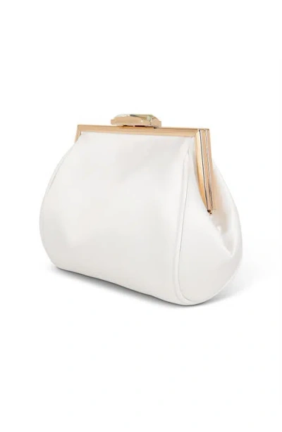 Jewel Badgley Mischka Sky Framed Clutch With Crystal Clasp In White