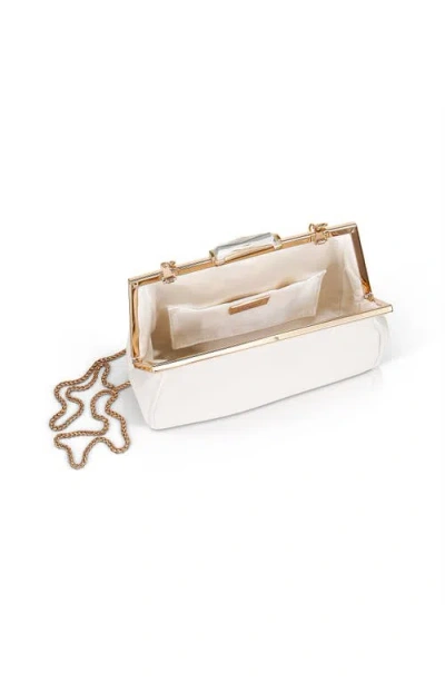 Jewel Badgley Mischka Sky Framed Clutch With Crystal Clasp In White