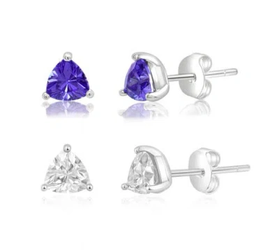 Donatello Gian Sterling Silver Trillion Cut Earrings Set In Metallic