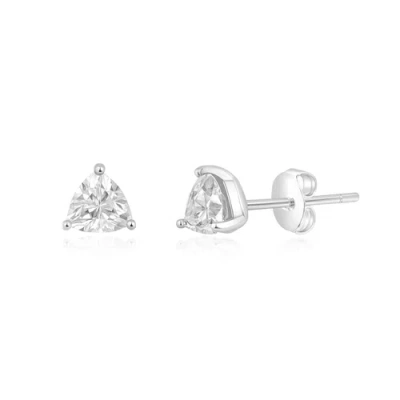 Donatello Gian Sterling Silver Trillion Cut Earrings Set In Metallic