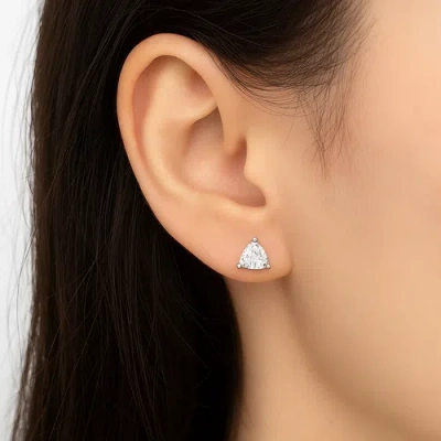 Donatello Gian Sterling Silver Trillion Cut Earrings Set In Metallic