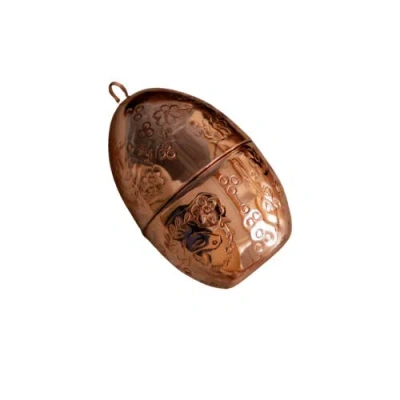 Coppermill Kitchen Cmk Copper Etched Bird & Floral Egg Ornaments In Brown