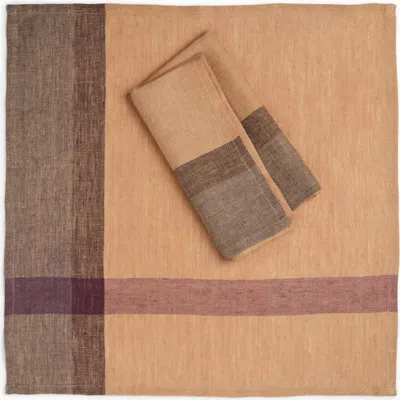 Sustainable Threads Hinterland Handwoven Linen Napkins In Brown
