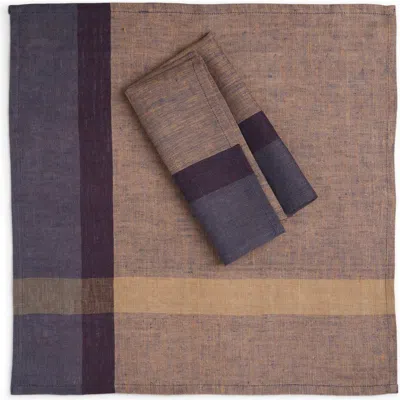 Sustainable Threads Hinterland Handwoven Linen Napkins In Brown