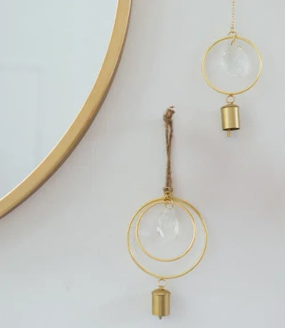 Matr Boomie Suyra Two Circle Crystal Suncatcher Wind Chime In Gold