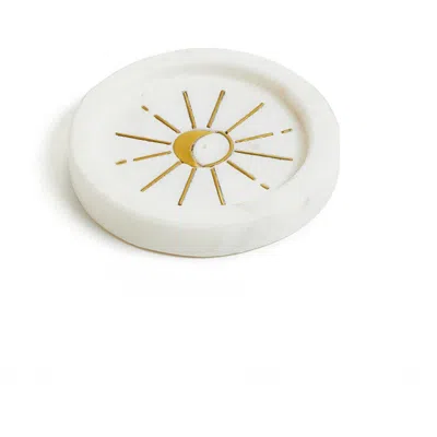 Matr Boomie Indukala Round Moon Incense Holder In White