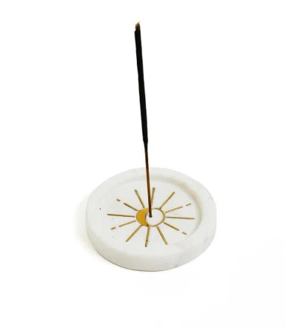 Matr Boomie Indukala Round Moon Incense Holder In White