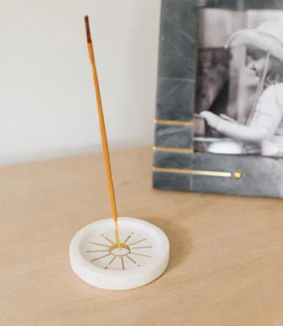 Matr Boomie Indukala Round Moon Incense Holder In White