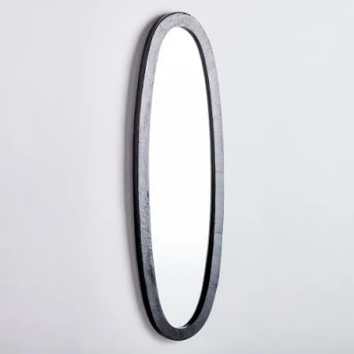 Napa Home & Garden Lamelle Black Framed Full Oval Full Length Wall Mirror In Black
