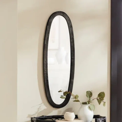 Napa Home & Garden Lamelle Black Framed Full Oval Full Length Wall Mirror In Black