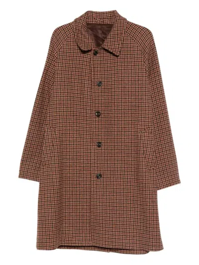 Luigi Bianchi Mantova Houndstooth-pattern Button Coat In Brown
