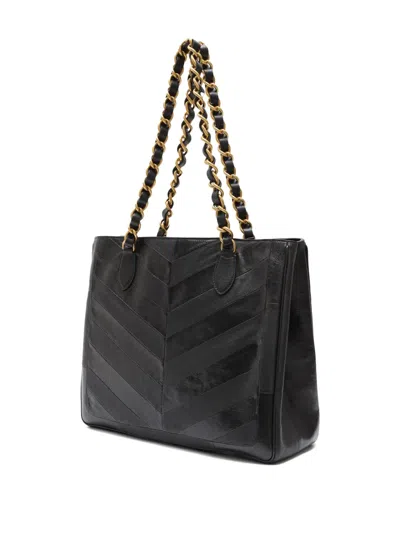 Valentino Chevron-quilted Chain-strap Tote Bag In Black