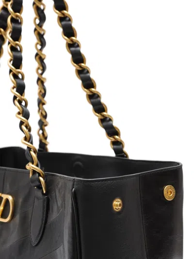 Valentino Chevron-quilted Chain-strap Tote Bag In Black