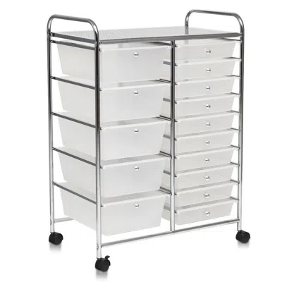 Proxxi 15-drawer Utility Rolling Organizer Cart Multi-use Storage In White