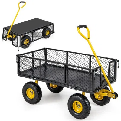 Proxxi Utility Garden Wagon With 4 Removable Side Panels And 900/1200 Lbs Load Capacity In Yellow