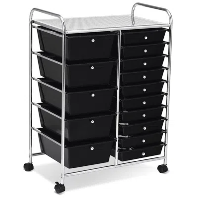 Proxxi 15-drawer Utility Rolling Organizer Cart Multi-use Storage In Black