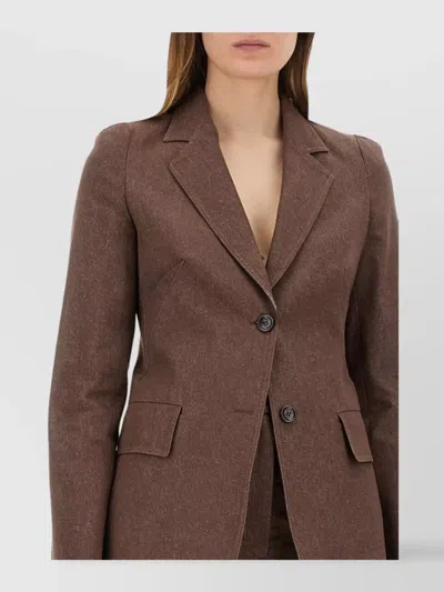 Max Mara Single Breasted Jacket With Notch Lapel And Flap Pockets In Brown