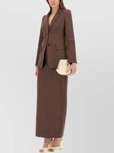 Max Mara Single Breasted Jacket With Notch Lapel And Flap Pockets In Brown