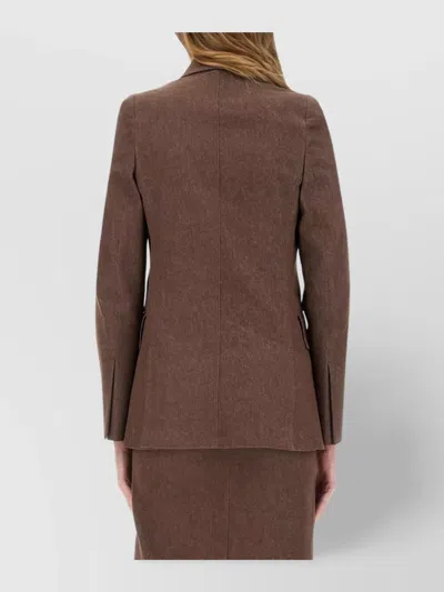 Max Mara Single Breasted Jacket With Notch Lapel And Flap Pockets In Brown