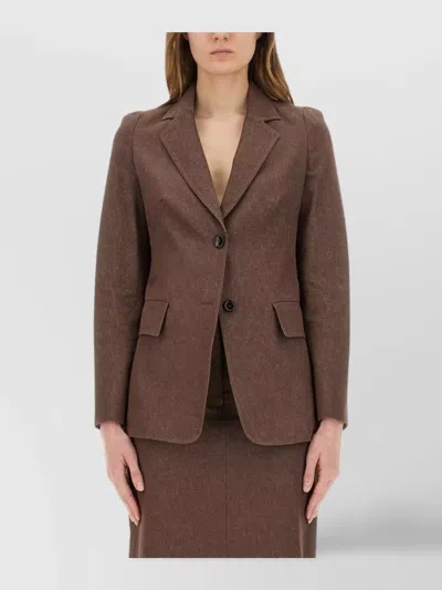 Max Mara Single Breasted Jacket With Notch Lapel And Flap Pockets In Brown