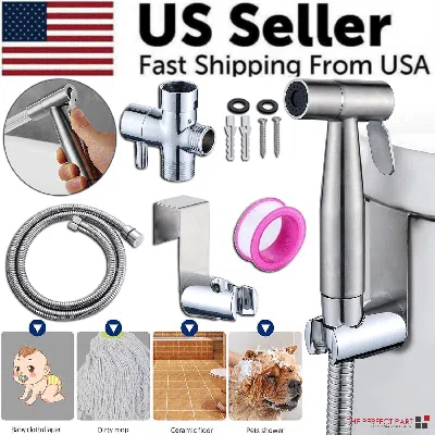 Proxxi Toilet Shattaf Adapter Hose Bidet Spray Stainless Steel Handheld Shower Head Us In Silver