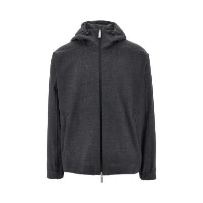 Herno Hooded Zip-front Jacket In Black