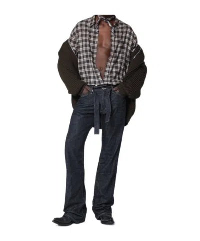 Magliano Military Green Wool Zip-up Cardigan In Black