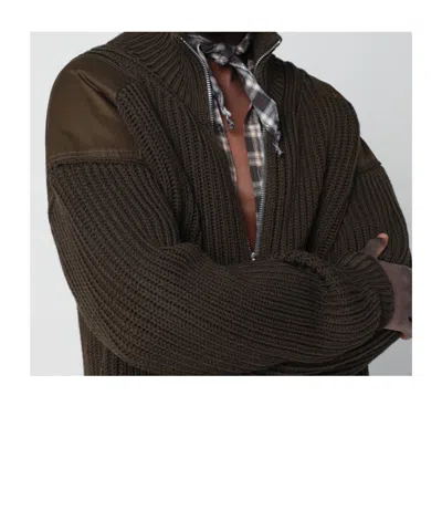 Magliano Military Green Wool Zip-up Cardigan In Black