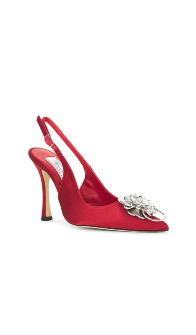 Blumarine Satin Sling Back Pump In Red
