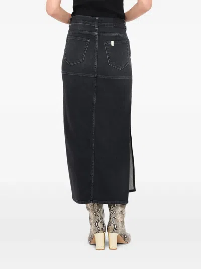 Liu •jo Side-slit Denim Skirt In Black
