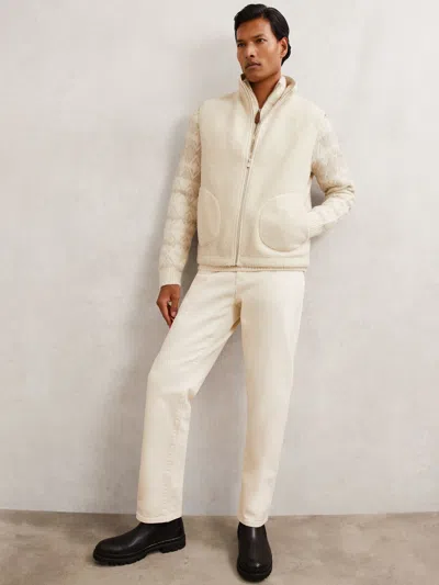 Reiss Ecru Fleece Zip-through Gilet In Neutral