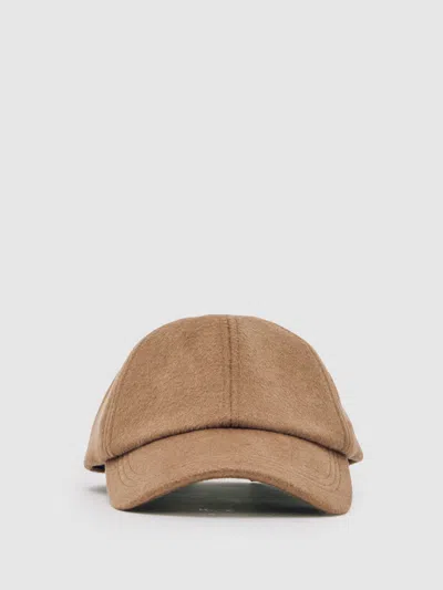 Reiss Light Brown Wool-blend Baseball Cap In Brown