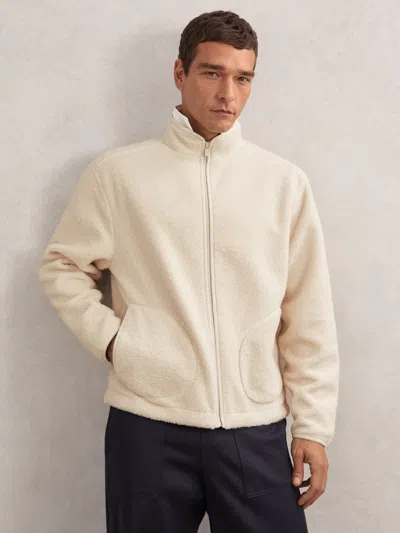 Reiss Ecru Fleece Zip-through Jacket In Neutral
