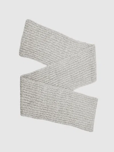 Reiss Grey Marl Rib-knit Marl Scarf With Wool In Gray