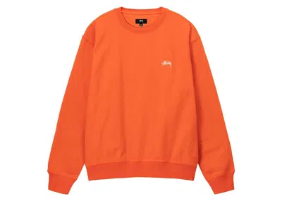 Pre-owned Stussy Men's  Stock Logo Crew In Orange