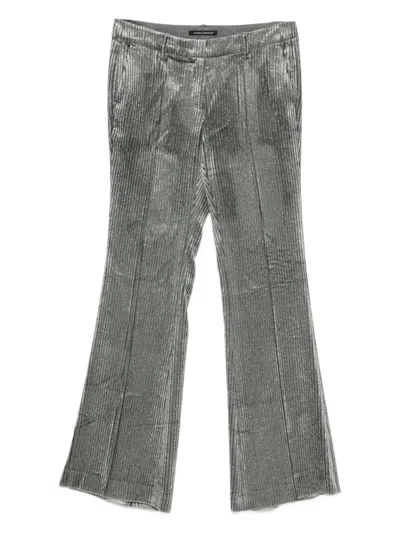 Luisa Cerano Glitter-effect Corduroy Flared Trousers In Gray