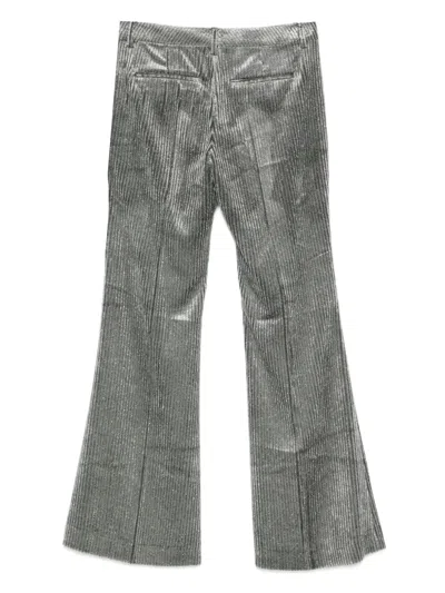 Luisa Cerano Glitter-effect Corduroy Flared Trousers In Gray