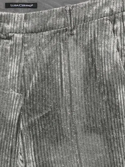 Luisa Cerano Glitter-effect Corduroy Flared Trousers In Gray