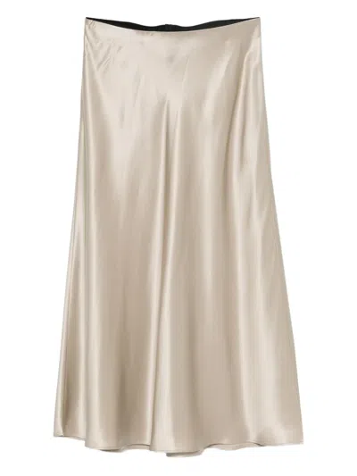 Luisa Cerano Flared Midi Straight Skirt In Neutral
