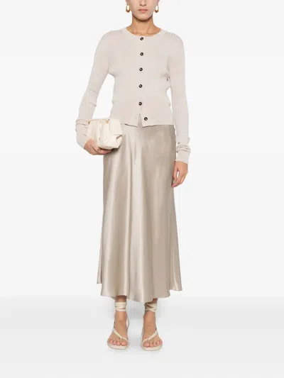 Luisa Cerano Flared Midi Straight Skirt In Neutral