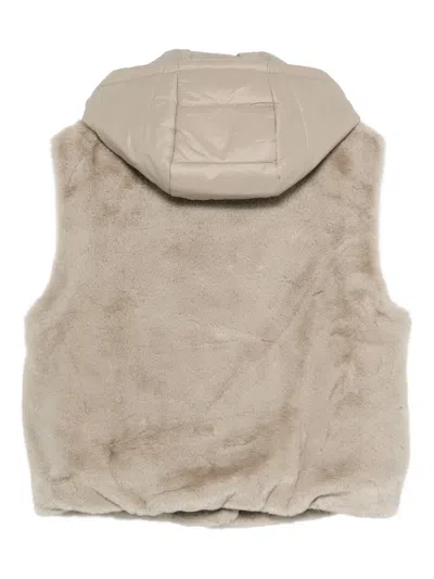 Luisa Cerano Hooded Pocketed Gilet In Neutral