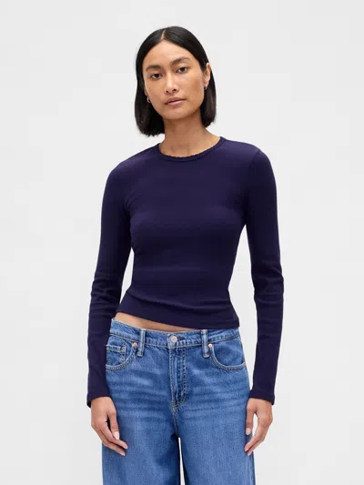 Gap Pointelle Rib T-shirt In Blue