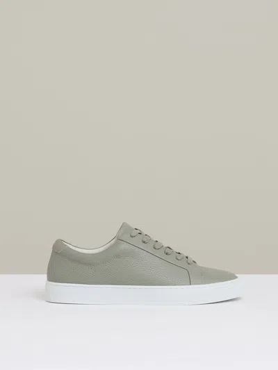 Reiss Mint Green Tumbled-leather Low-top Trainers In Green