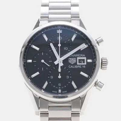 Pre-owned Tag Heuer Carrera Chronograph Cbk2110 Automatic Black Stainless Steel Men's Wristwatch 41mm
