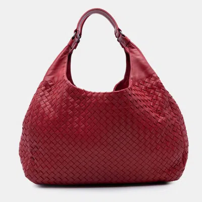 Pre-owned Bottega Veneta Red Large Nappa Intrecciato Campana Hobo