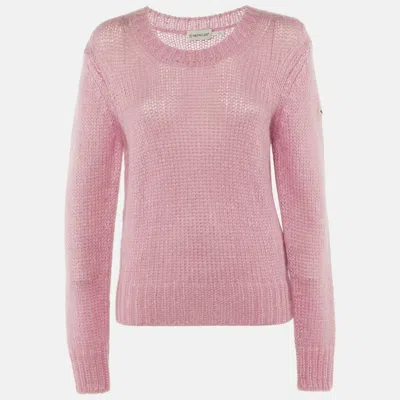 Pre-owned Moncler Pink Mohair Knit Crew Neck Sweater M
